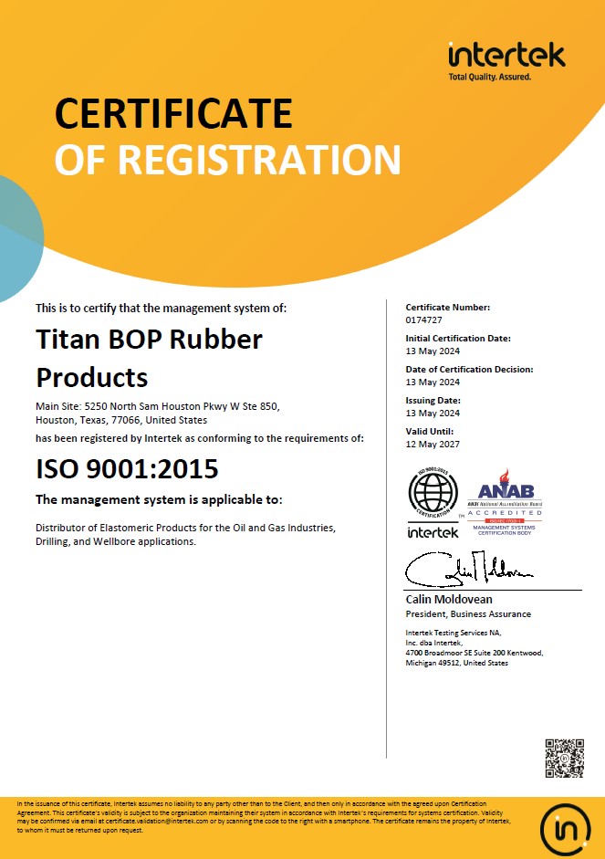 Titan BOP ISO Certificate